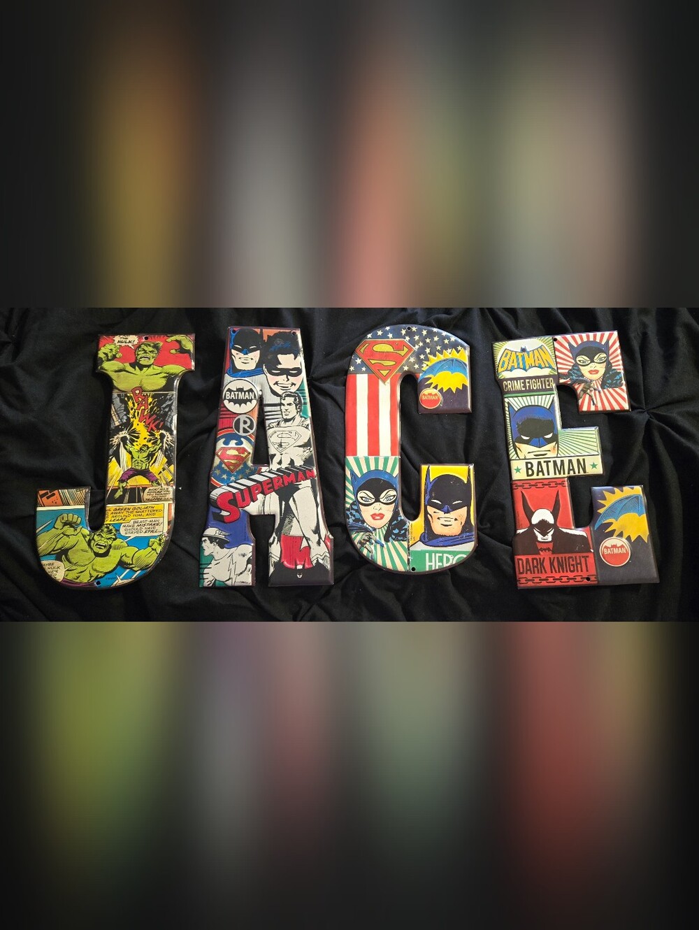 5x10 Superhero Embossed Metal Letters - JACE